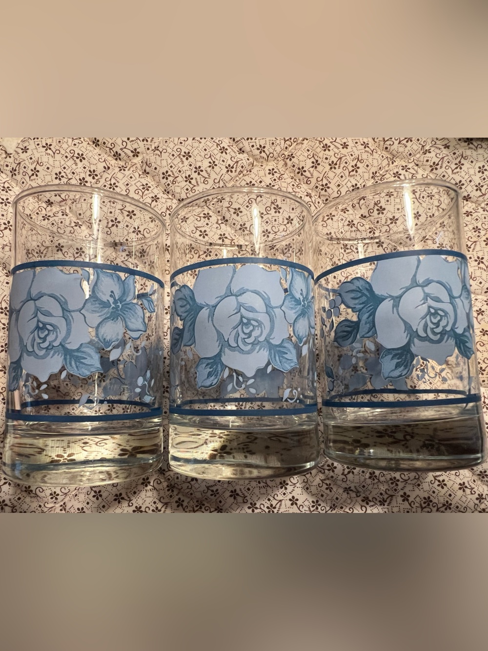 Correlle Ware Blue Floral Juice Glasses Set of 3
